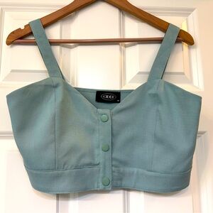 Robin egg blue button crop top